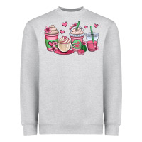 Heather Grey valentines day coffee cups Heavyweight Sweatshirt - OliviaCreatesArt