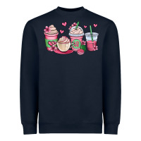 Navy valentines day coffee cups Heavyweight Sweatshirt - OliviaCreatesArt