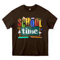 Chocolate Brown school time Heavy Core Tee - NancyCooperArtShop