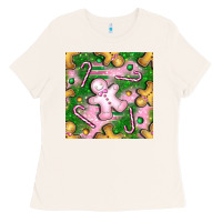 Bone christmas smile gingerbread cookie seamless pattern bbs Ladies Tee - BundleAndBundleShop