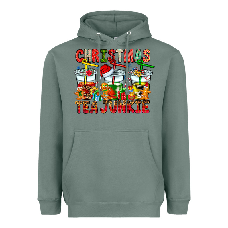 Christmas Tea Junkie Heavyweight Hoodie by CowhideDigitalArt | Teevron