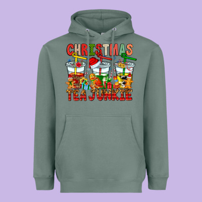 Christmas Tea Junkie Heavyweight Hoodie Designed By Cowhidedigitalart