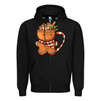 Black Gingerbread Cookie Man Hot Cocoa Coffee Zipper Hoodie - FaDigitalArtStudio