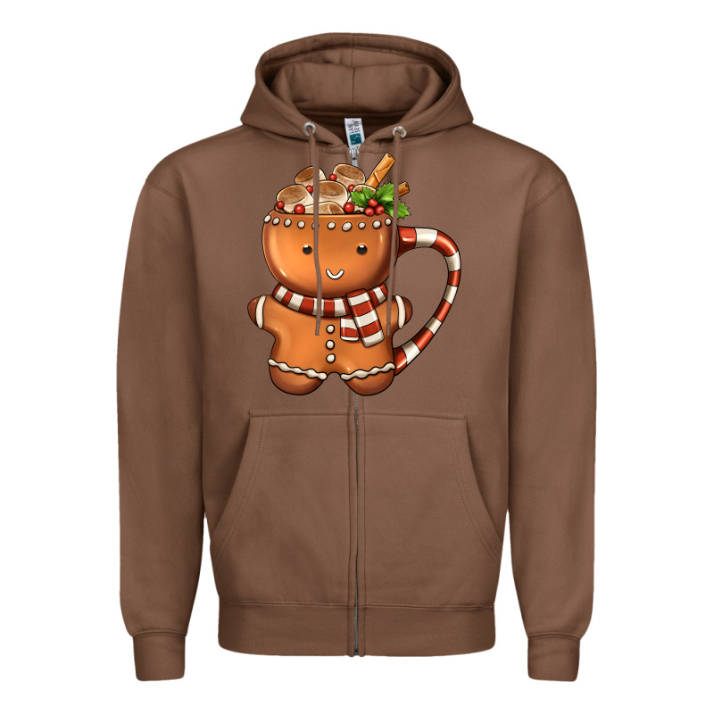 Gingerbread Cookie Man Hot Cocoa Coffee Zipper Hoodie by FaDigitalArtStudio | Teevron