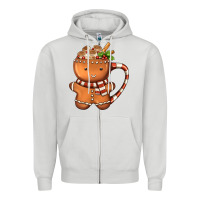 Dove Grey Gingerbread Cookie Man Hot Cocoa Coffee Zipper Hoodie - FaDigitalArtStudio