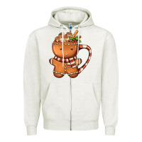 Oatmeal Heather Gingerbread Cookie Man Hot Cocoa Coffee Zipper Hoodie - FaDigitalArtStudio
