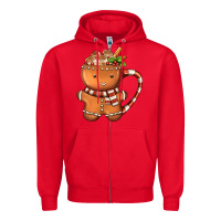 Red Gingerbread Cookie Man Hot Cocoa Coffee Zipper Hoodie - FaDigitalArtStudio