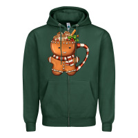 Sports Green Gingerbread Cookie Man Hot Cocoa Coffee Zipper Hoodie - FaDigitalArtStudio