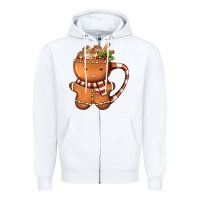 White Gingerbread Cookie Man Hot Cocoa Coffee Zipper Hoodie - FaDigitalArtStudio
