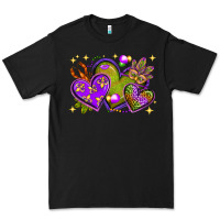 Black Mardi Gras Hearts Premium Tee - BundleAndBundleShop