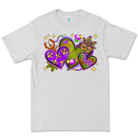 Dove Grey Mardi Gras Hearts Premium Tee - BundleAndBundleShop