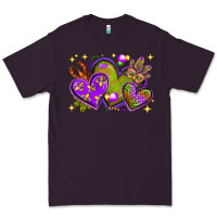 Plum Mardi Gras Hearts Premium Tee - BundleAndBundleShop
