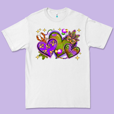 Mardi Gras Hearts Premium Tee Designed By Bundleandbundleshop