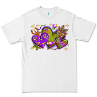 White Mardi Gras Hearts Premium Tee - BundleAndBundleShop