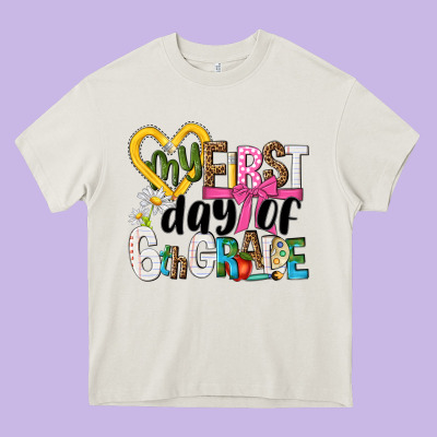 My First Day Of 6th Grade Heavy Core Tee Designed By Nancycooperartshop