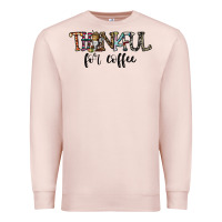 Pale Pink thankful for coffee Premium Sweatshirt - CowhideDigitalArt