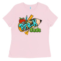 Bubblegum Pink pre k dude Ladies Tee - RanaPortraitStore