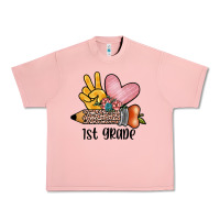 Peace Love 1st Grade Urban Heavy Tee | Teevron