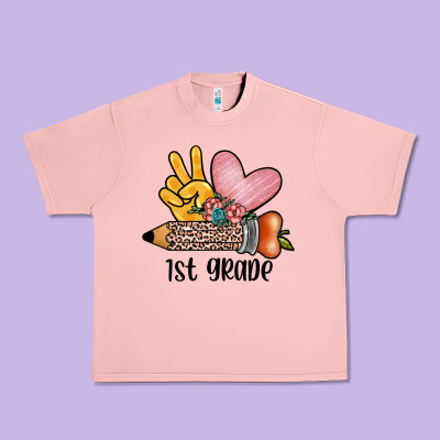 Peace Love 1st Grade Urban Heavy Tee Designed By Jahusdesignshop
