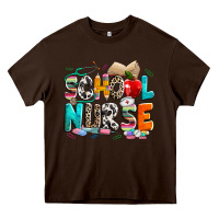 Chocolate Brown school nurse Heavy Core Tee - NancyCooperArtShop