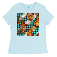 Thanksgiving Gnomies With Leopard And Tartan Seamless Pattern Bbs Ladies Tee | Teevron