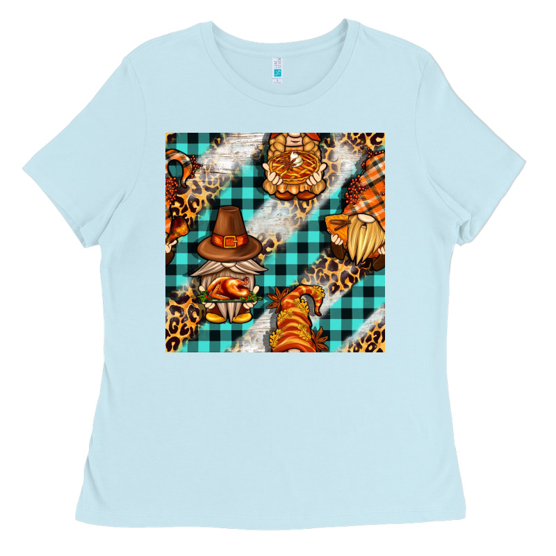 Thanksgiving Gnomies With Leopard And Tartan Seamless Pattern Bbs Ladies Tee by BundleAndBundleShop | Teevron