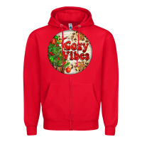 Red Cozy vibes Zipper Hoodie - FaDigitalArtStudio