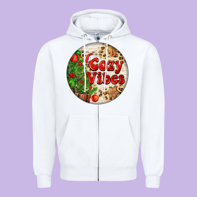 Cozy Vibes Zipper Hoodie Designed By Fadigitalartstudio