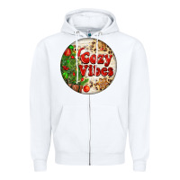 White Cozy vibes Zipper Hoodie - FaDigitalArtStudio