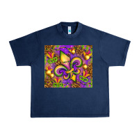Navy Mardi Gras fleur de lis Urban Heavy Tee - NancyCooperArtShop