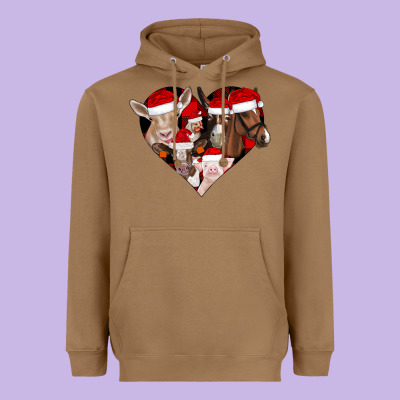 Farm Animals Christmas Heavyweight Hoodie Designed By Cowhidedigitalart