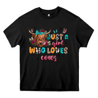 Black just a girl who loves cows Heavy Core Tee - JahusDesignShop