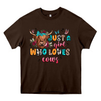 Chocolate Brown just a girl who loves cows Heavy Core Tee - JahusDesignShop