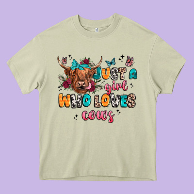 Just A Girl Who Loves Cows Heavy Core Tee Designed By Jahusdesignshop