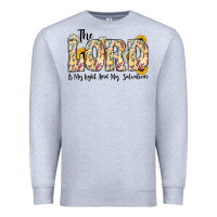 Heather Grey the lord is my light and my salvation Premium Sweatshirt - CowhideDigitalArt