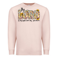 Pale Pink the lord is my light and my salvation Premium Sweatshirt - CowhideDigitalArt