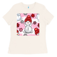 Bone cute snowman and snow flakes seamless pattern bbs Ladies Tee - BundleAndBundleShop