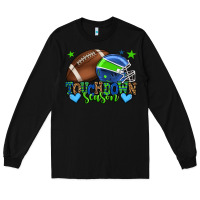 Black Touchdown season American football green and blue Long Sleeve Tee - HowdyJamesFarm