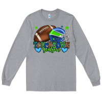 Heather Grey Touchdown season American football green and blue Long Sleeve Tee - HowdyJamesFarm