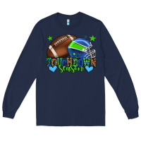 Navy Touchdown season American football green and blue Long Sleeve Tee - HowdyJamesFarm