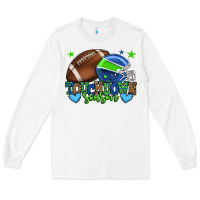 White Touchdown season American football green and blue Long Sleeve Tee - HowdyJamesFarm