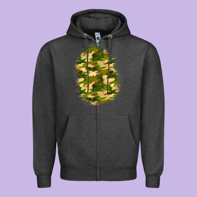 Camouflage Patch 4 Zipper Hoodie Designed By Bundleandbundleshop