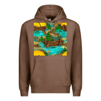 Chestnut Lake Boat Rudder And Sunflowers Seamless Pattern Premium Hoodie - BundleAndBundleShop