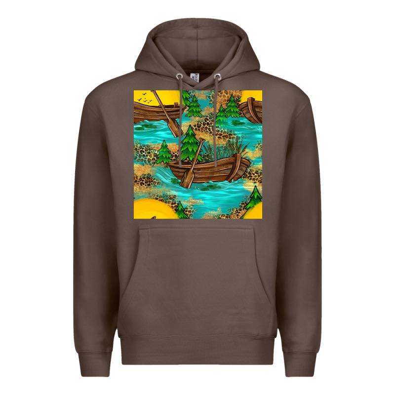 Lake Boat Rudder And Sunflowers Seamless Pattern Premium Hoodie by BundleAndBundleShop | Teevron