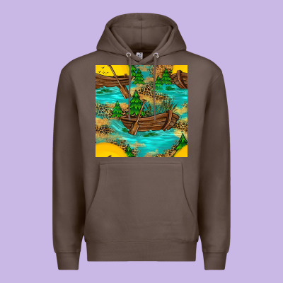 Lake Boat Rudder And Sunflowers Seamless Pattern Premium Hoodie Designed By Bundleandbundleshop
