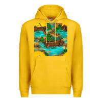 Lemon Lake Boat Rudder And Sunflowers Seamless Pattern Premium Hoodie - BundleAndBundleShop