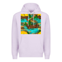 Lilac Lake Boat Rudder And Sunflowers Seamless Pattern Premium Hoodie - BundleAndBundleShop