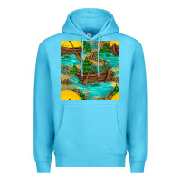 Ocean Blue Lake Boat Rudder And Sunflowers Seamless Pattern Premium Hoodie - BundleAndBundleShop