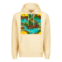 Pina Colada Lake Boat Rudder And Sunflowers Seamless Pattern Premium Hoodie - BundleAndBundleShop