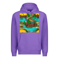 Purple Lake Boat Rudder And Sunflowers Seamless Pattern Premium Hoodie - BundleAndBundleShop